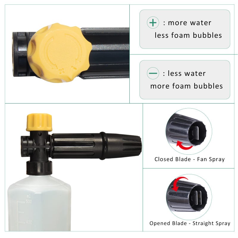 BEAR FORCE Electric Pressure Washer DIY Foam Cannon with 1/4â€ Quick Connector & Other 5 Adapters, Power Washer Adjustable Snow Foam Lance 0.6L Bottle, Jet Car Wash Soap Foam Nozzle, 500~2200PSI, 1.0~2.2GPMâ€¦ - Image 5